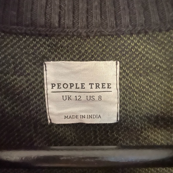 People Tree Women’s Sweater Houndstooth Green and Black Size Medium - Picture 3 of 5